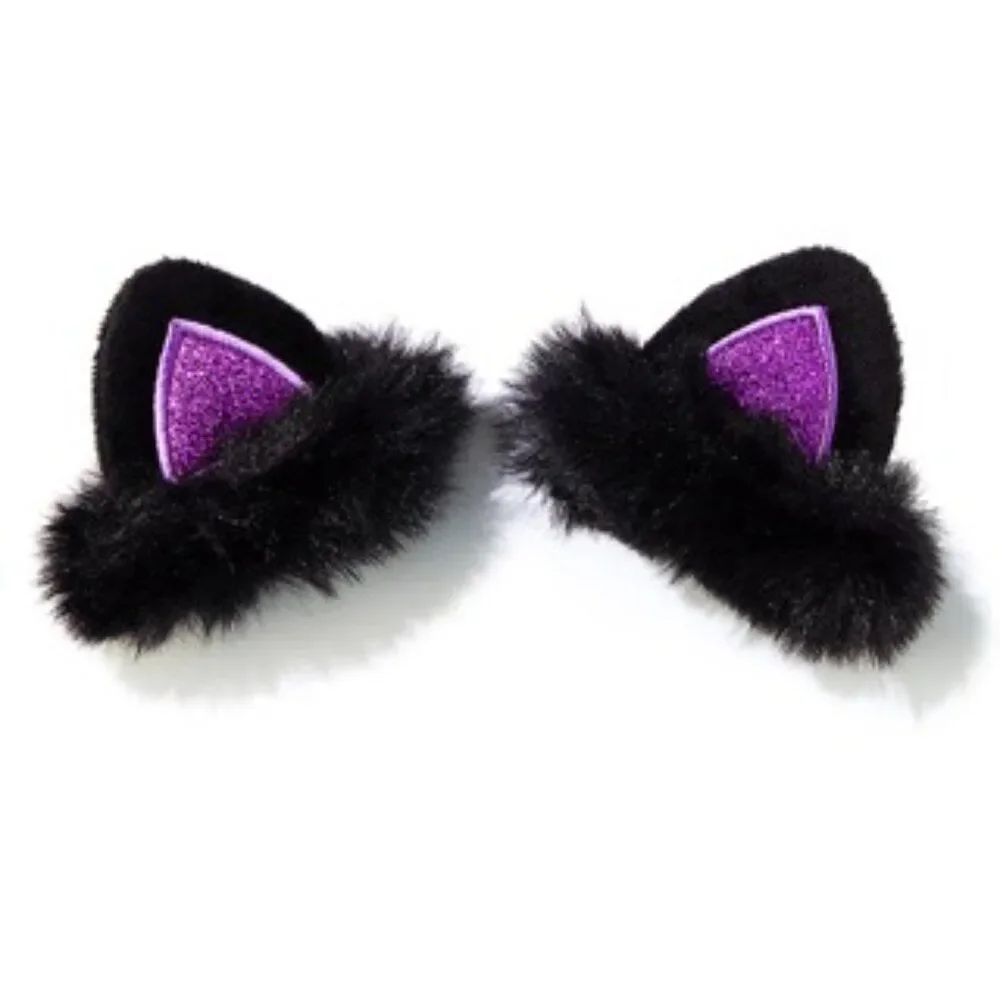 Colourpop Disney Cat Ear Hair Clips Hocus Pocus 2 Black Faux Fur Purple New OOS